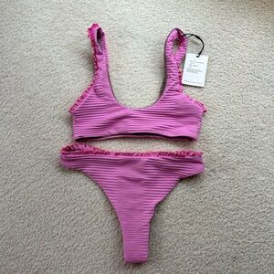 Acacia sweat pea pink ribbed bikini set